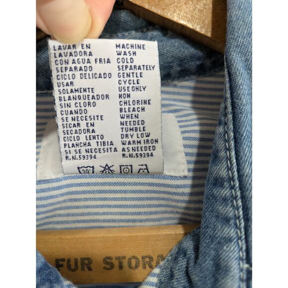 Solutions Original Shirt Women's Small Blue Button Down Top Farm Embroidered VTG - Picture 6 of 7